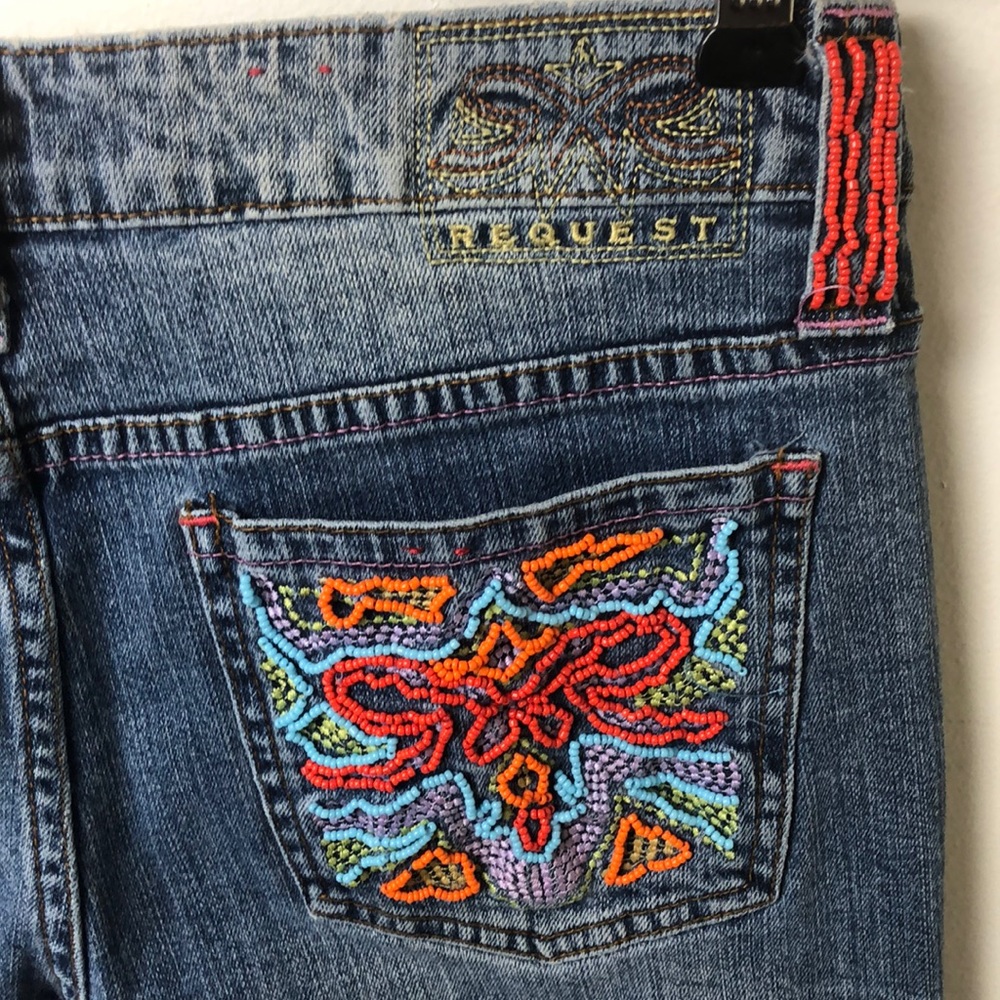 Festival Fun Request Jeans Patchwork Size 30 Bead… - image 5